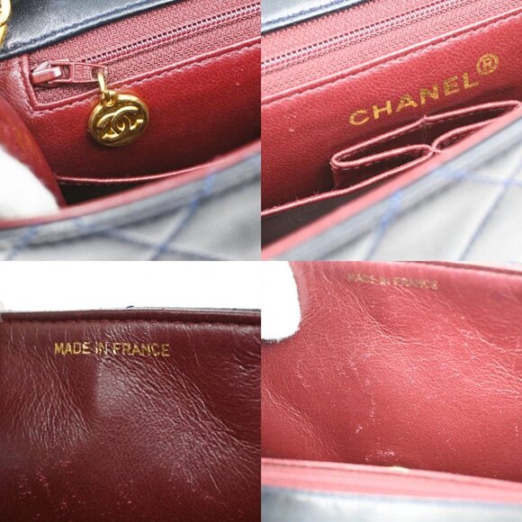 CHANEL CC Mini Matelasse Chain Shoulder Bag Leather Blue GHW Vintage - Picture 8 of 16